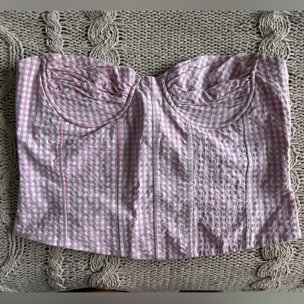 Zara Pink Gingham Corset Top